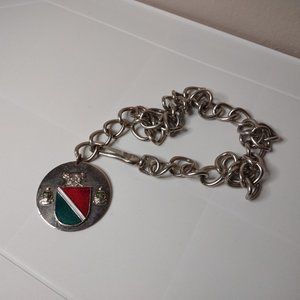 Large Coat Of Arms Pendant On Very Heavy 27.5 Inch Chain